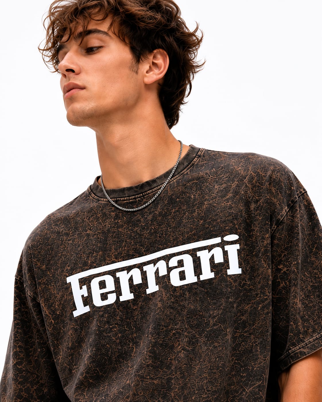 Velocity Drift Acid Wash Oversized T-Shirt – Brown