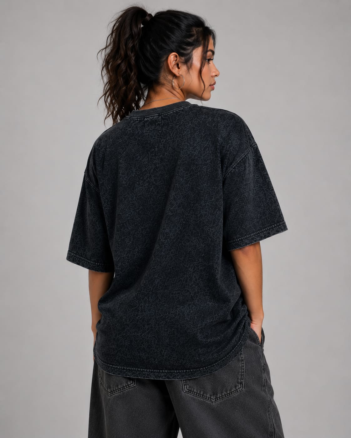 Street Rebel Acid Wash Oversized T-Shirt – Black