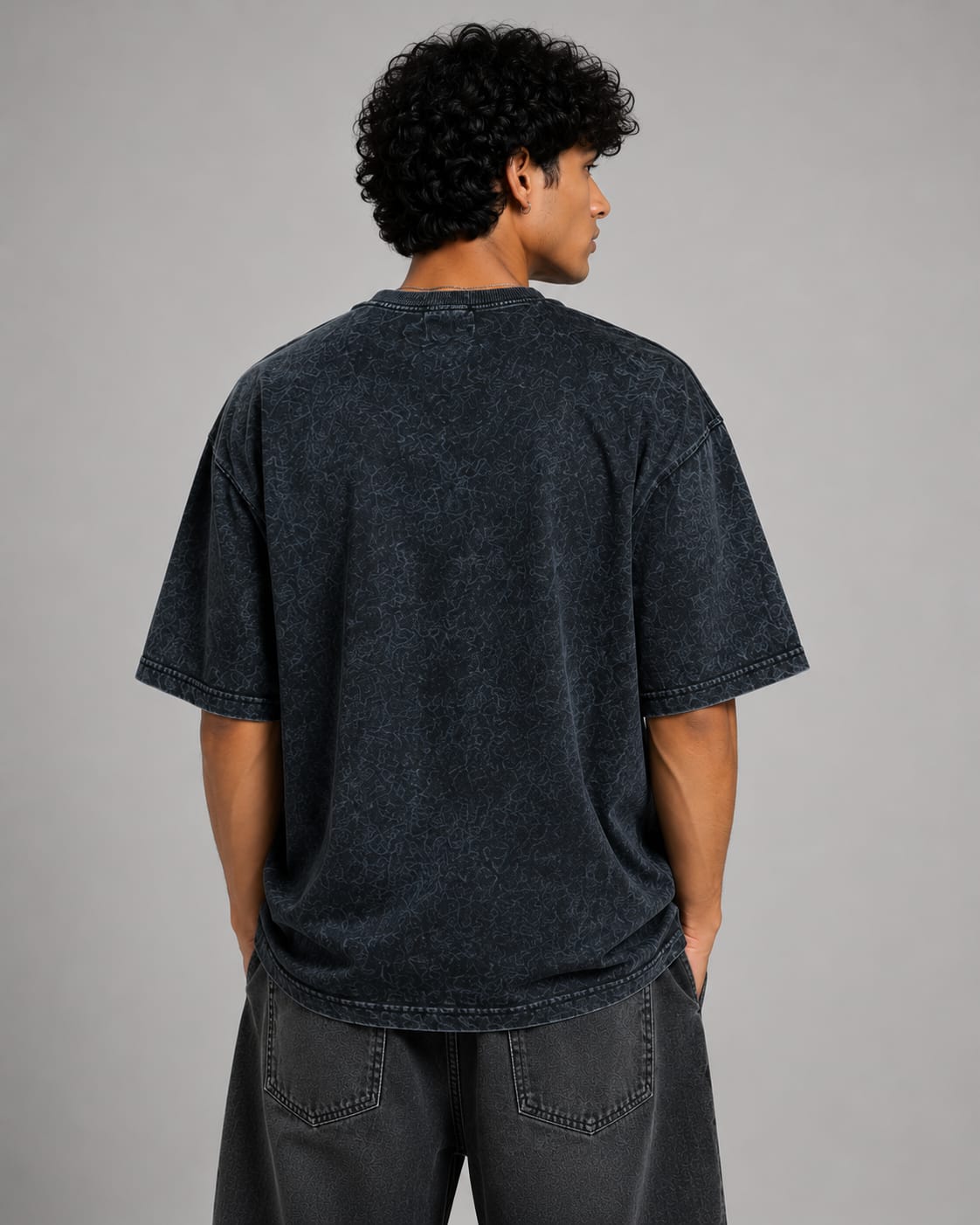 Street Rebel Acid Wash Oversized T-Shirt – Black