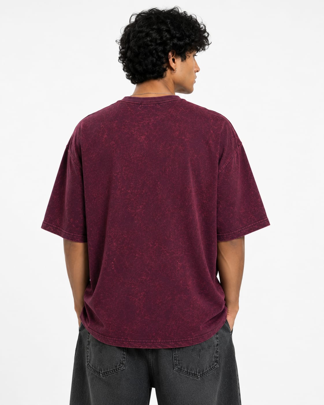 Spider Core Acid Wash Oversized T-Shirt – Maroon