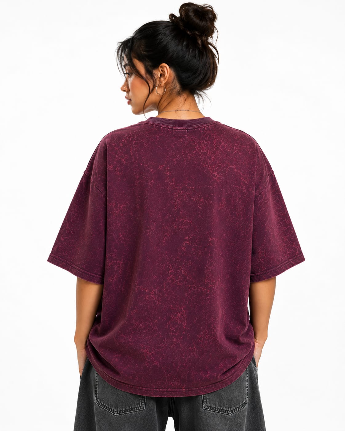 Spider Core Acid Wash Oversized T-Shirt – Maroon