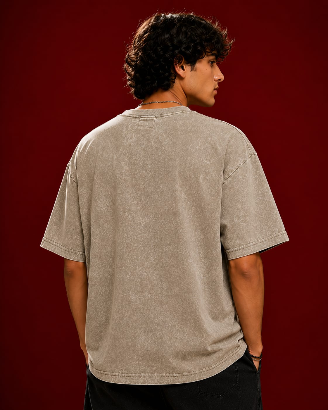 Faith Remember Acid Wash Oversized T-Shirt – Beige