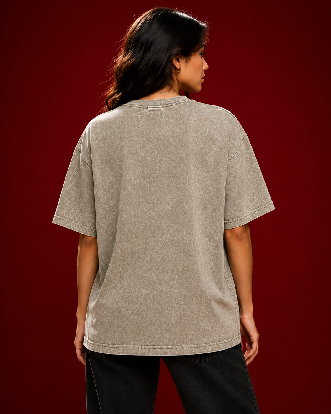 Faith Remember Acid Wash Oversized T-Shirt – Beige