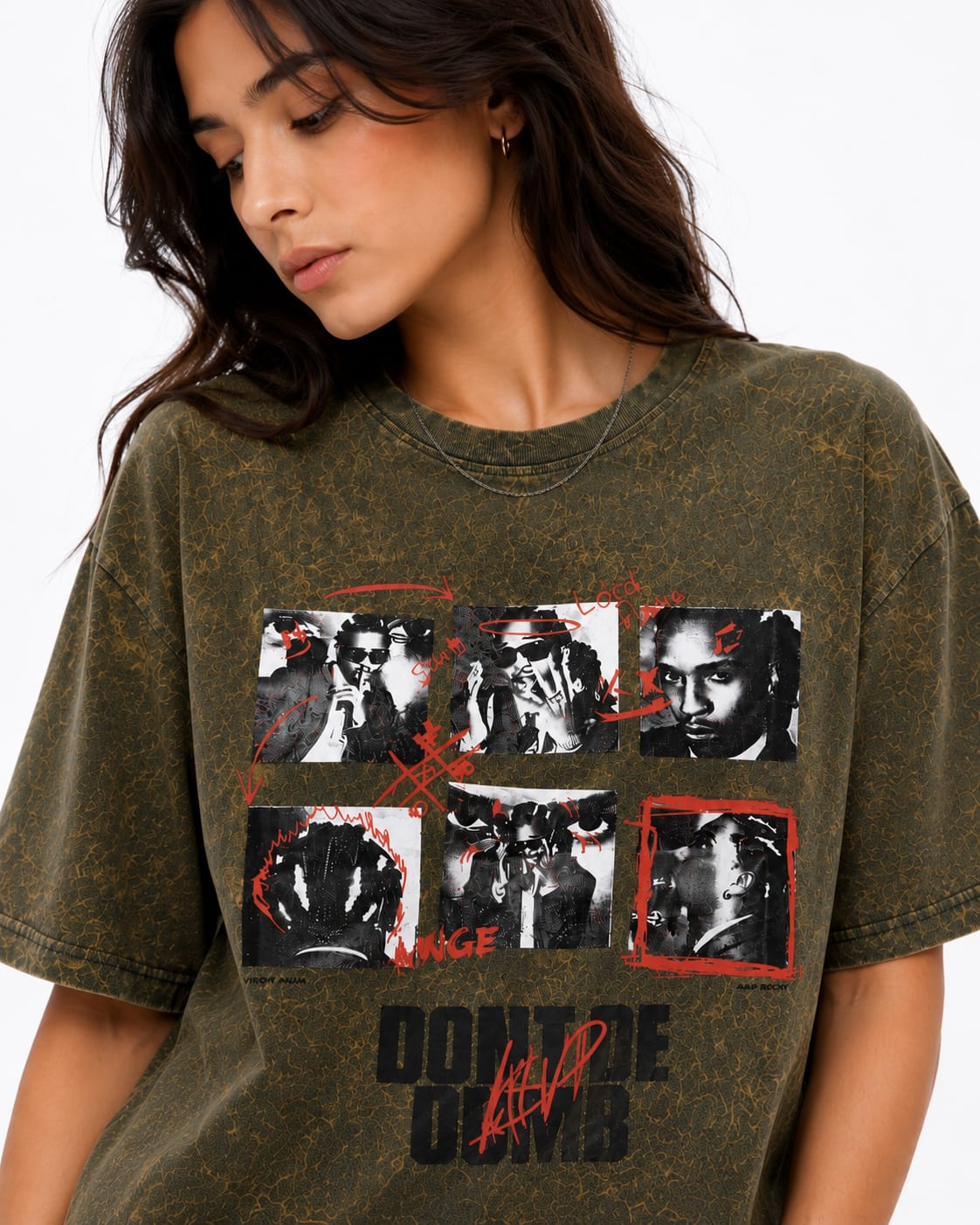 Urban Legacy Acid Wash Oversized T-Shirt – Olive