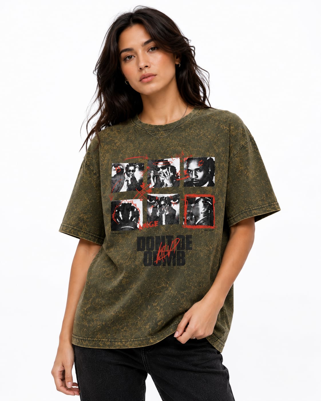 Urban Legacy Acid Wash Oversized T-Shirt – Olive