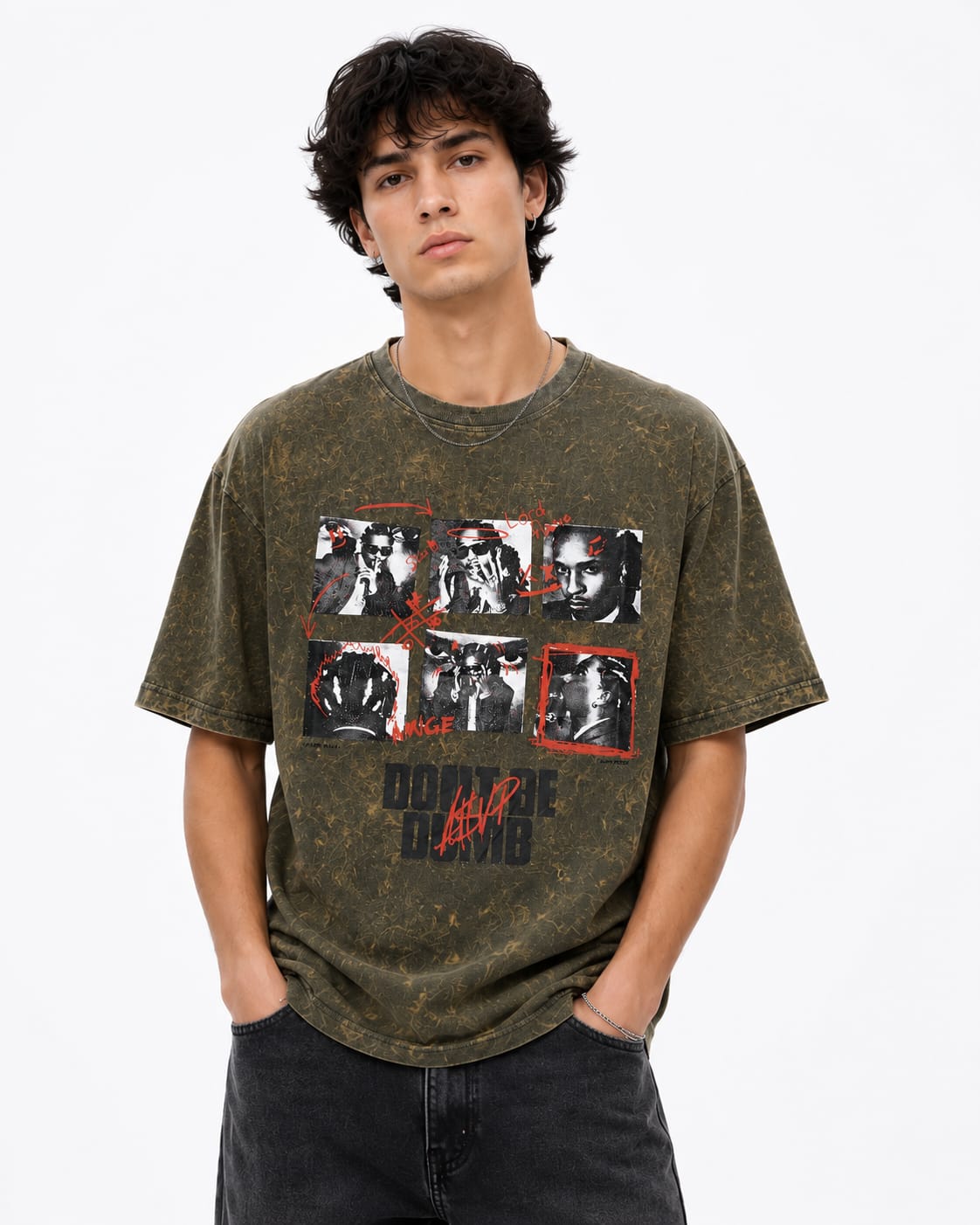Urban Legacy Acid Wash Oversized T-Shirt – Olive