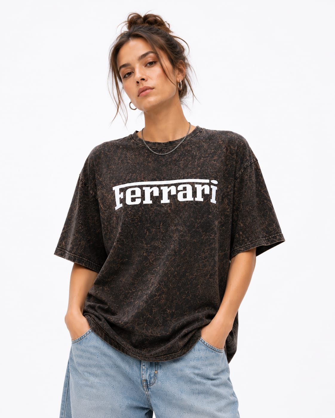 Velocity Drift Acid Wash Oversized T-Shirt – Brown