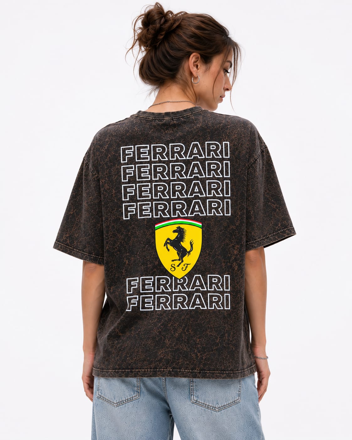Velocity Drift Acid Wash Oversized T-Shirt – Brown
