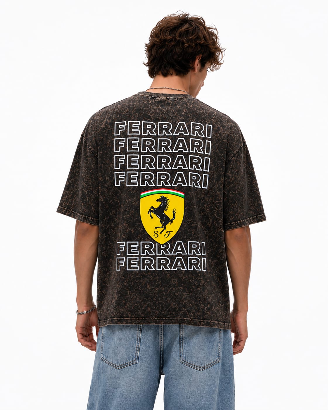Velocity Drift Acid Wash Oversized T-Shirt – Brown